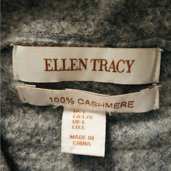 Ellen Tracy 100% Cashmere Turtleneck Textured Sweater in Light Grey Size L - Picture 8 of 11